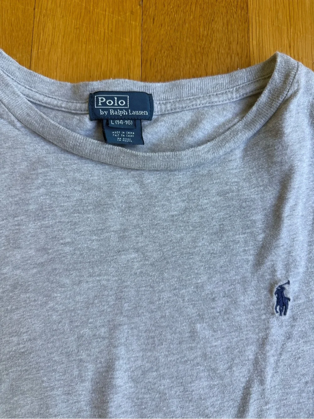 Ralph Lauren Light Heather Gray Long Sleeve Tee with Navy Pony